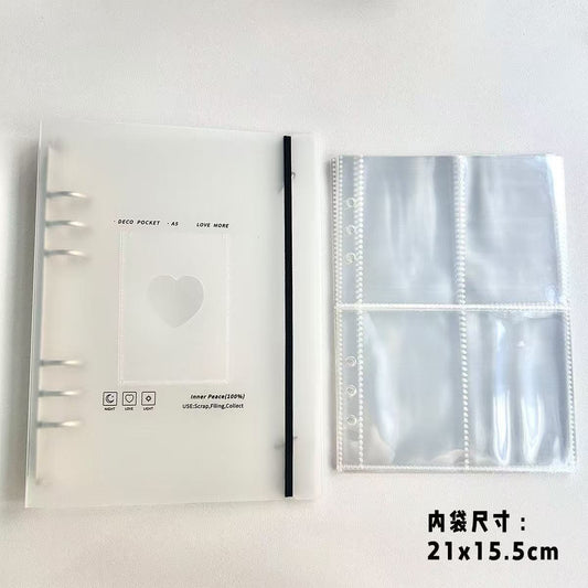 Photocard Binder - A5 Loose Leaf 6 Rings, 4 cards/Page - Kpop Photocards - Transparent