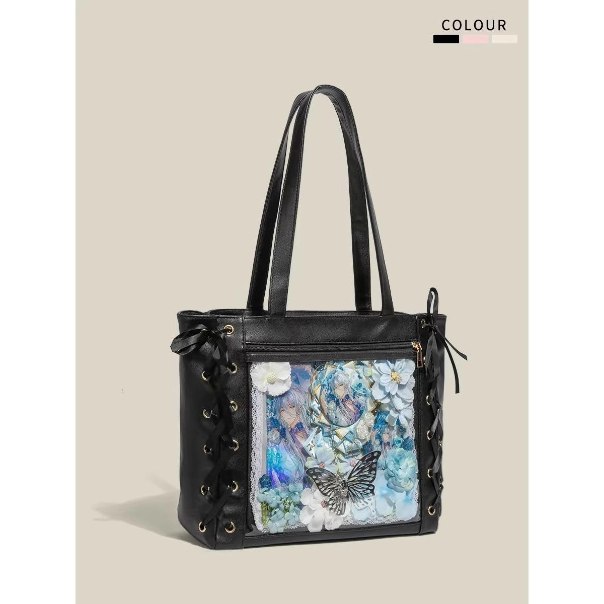 Concert Bag - Tote Bag with Display Pocket - 2 Colors - Ribbons