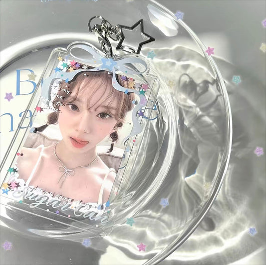 Photocard Holder Keyring - Acrylic, Single Sided for Kpop Photocard Display - Blue