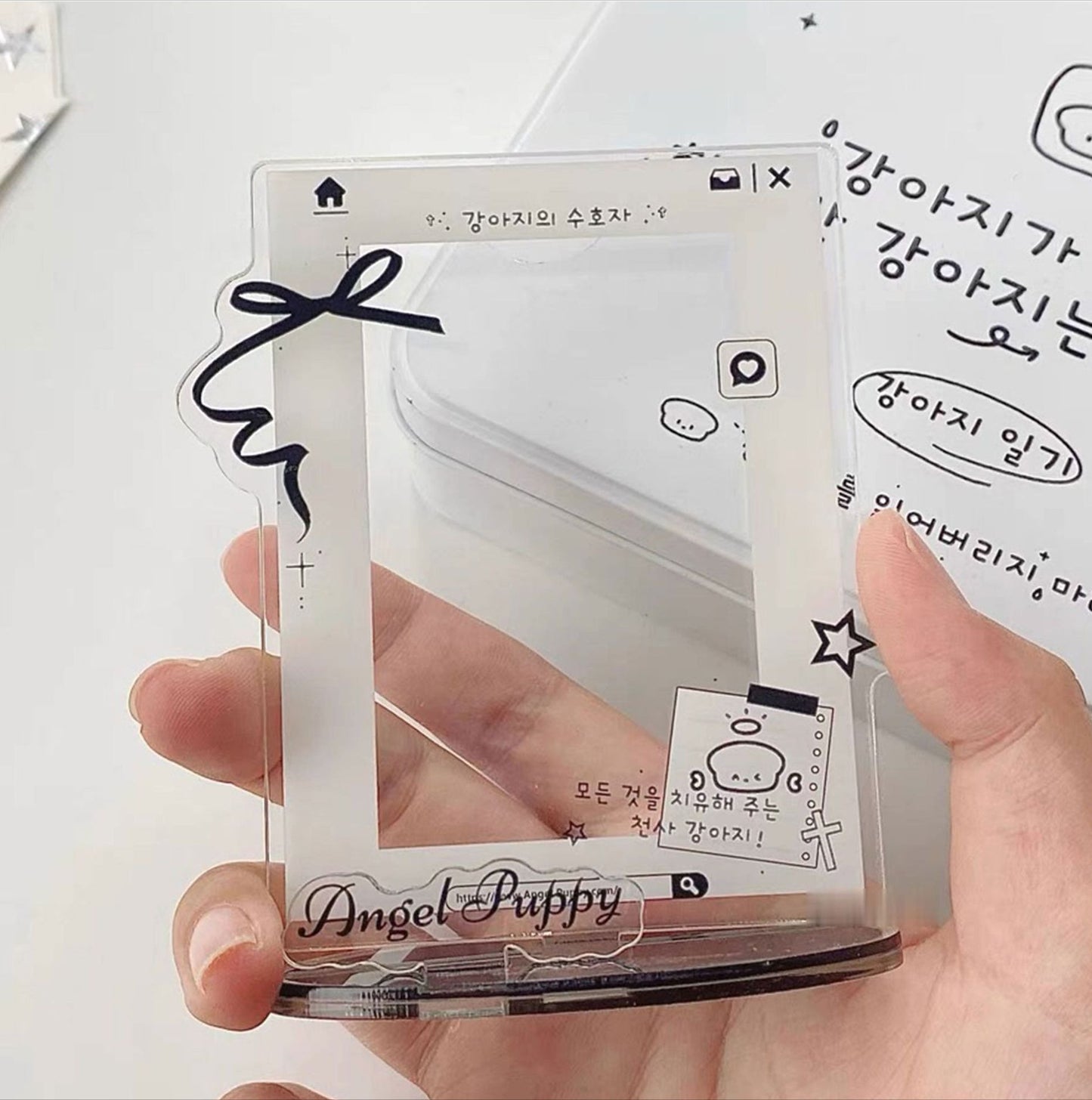 Photocard Stand - Acrylic Display Case for Kpop Photocard  Display - B&W Angel