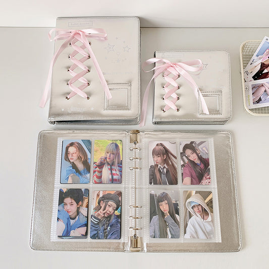 Photocard Album - 2 or 4 cards/page - Kpop Photocard Collection - Balletcore Silver Leather