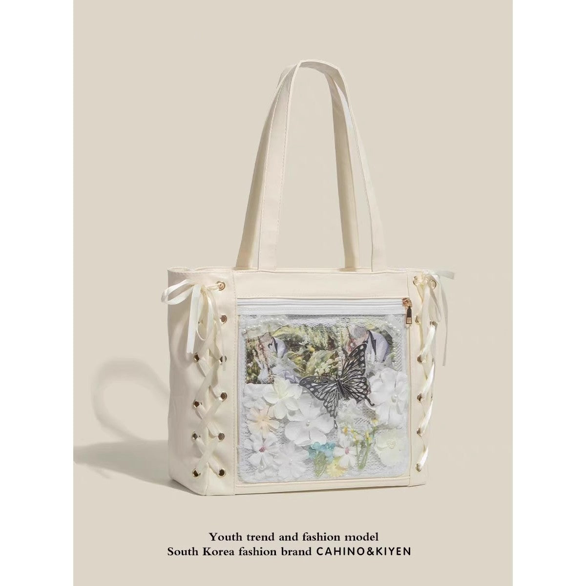 Concert Bag - Tote Bag with Display Pocket - 2 Colors - Ribbons