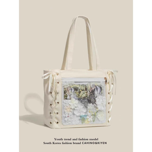 Concert Bag - Tote Bag with Display Pocket - 2 Colors - Ribbons