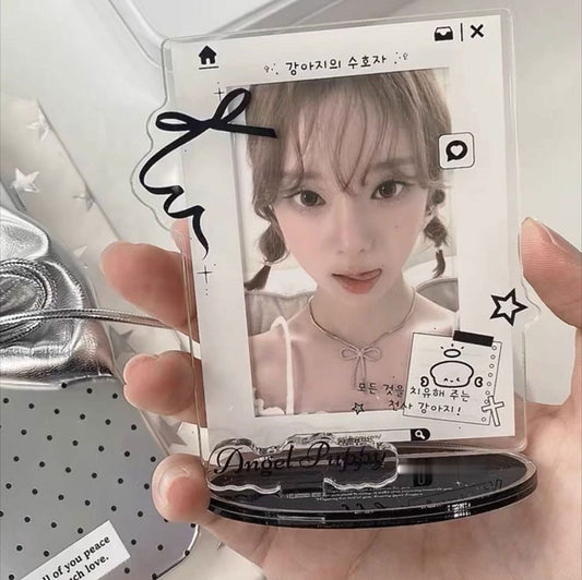 Photocard Stand - Acrylic Display Case for Kpop Photocard  Display - B&W Angel