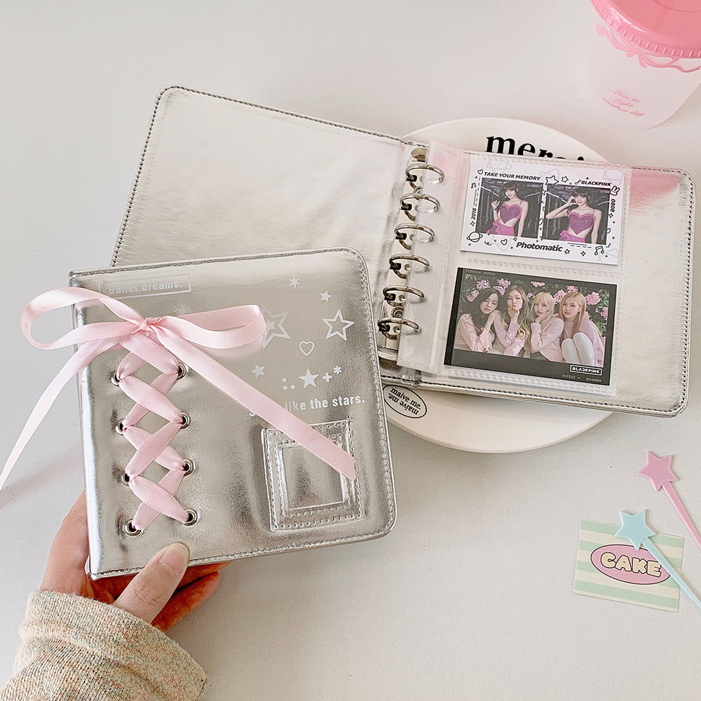 Photocard Album - 2 or 4 cards/page - Kpop Photocard Collection - Balletcore Silver Leather