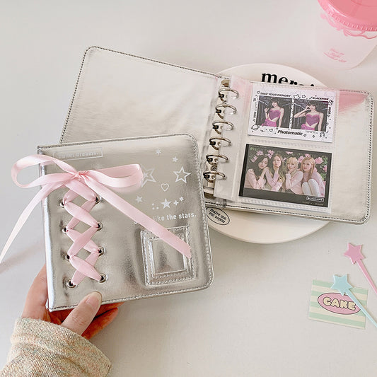 Photocard Album - 2 or 4 cards/page - Kpop Photocard Collection - Balletcore Silver Leather