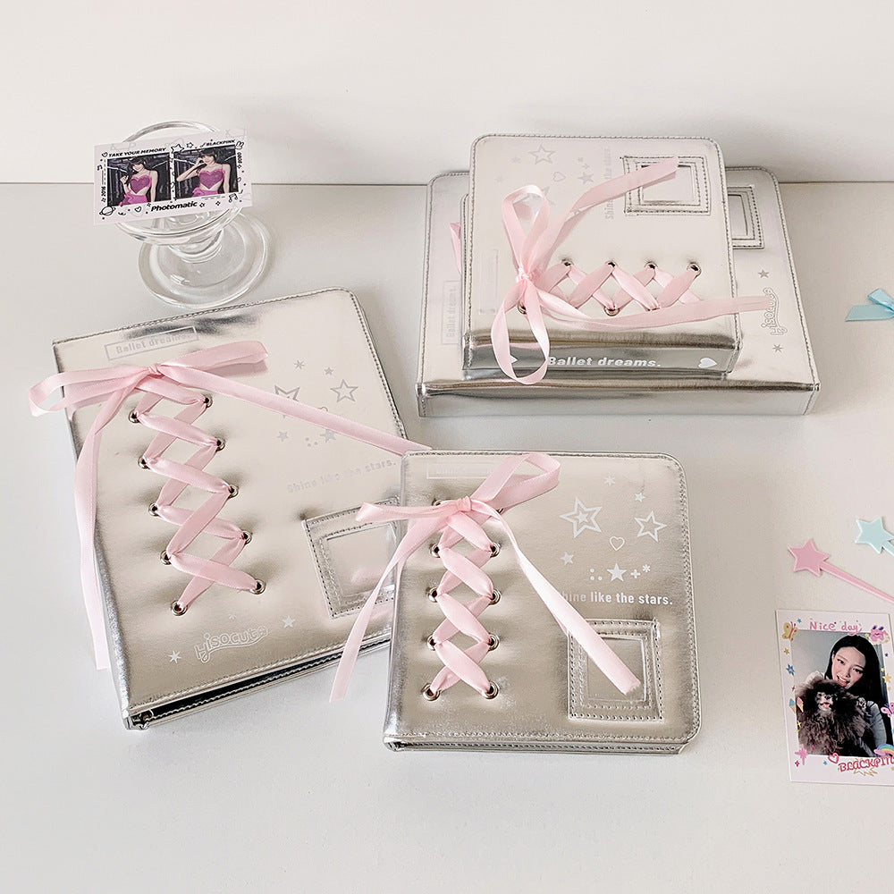 Photocard Album - 2 or 4 cards/page - Kpop Photocard Collection - Balletcore Silver Leather